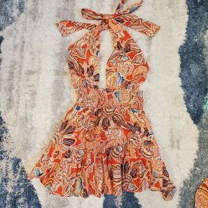 Misa Los Angeles Tangerine Flora Tie Dress NWT Medium